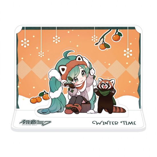 Hatsune Miku and Red Panda Winter Time Acrylic Figure Stand front view Hatsune Miku and Red Panda Winter Time Acrylic Figure Stand front view