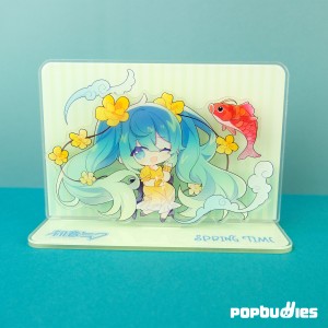 Hatsune Miku Spring Time Acrylic Stand Figure – Chibi Miku with Koi & Flowers