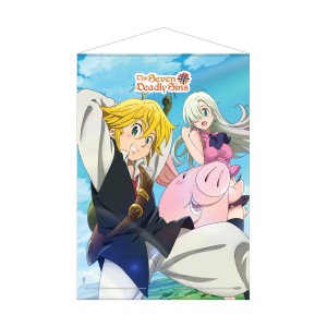 The Seven Deadly Sins: Meliodas, Elizabeth & Hawk Fabric Wall Scroll